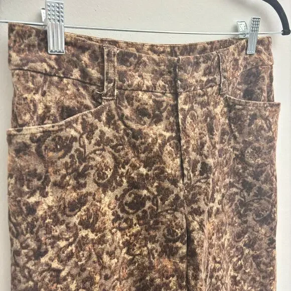 Vintage Brown Damask Print Corduroy Straight Leg Pants Women’s size 4 - Picture 9 of 9